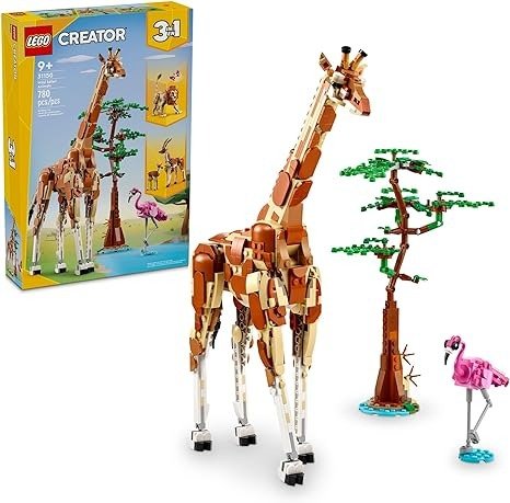 Creator 3 in 1 Wild Safari Animals, Rebuilds into 3 Different Safari Animal Figures - Giraffe Toy, Gazelle Toy or Lion Toy, Nature Toy, Building Set for Kids Ages 9 Years Old and Up, 31150