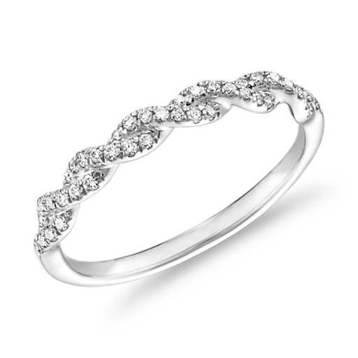 Pave Twist Diamond Wedding Ring in 14k White Gold (1/8 ct. tw.) | Blue Nile
