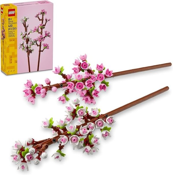 Cherry Blossoms Celebration Gift, Buildable Floral Display for Creative Kids, White and Pink Cherry Blossom, Spring Flower Gift for Girls and Boys Aged 8 and Up, 40725
