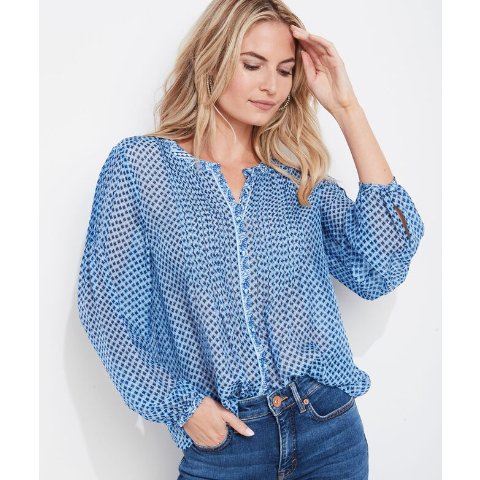 Vineyard VinesPrinted Pintuck Top