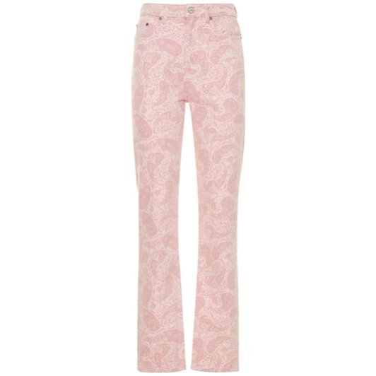 粉色印花牛仔裤