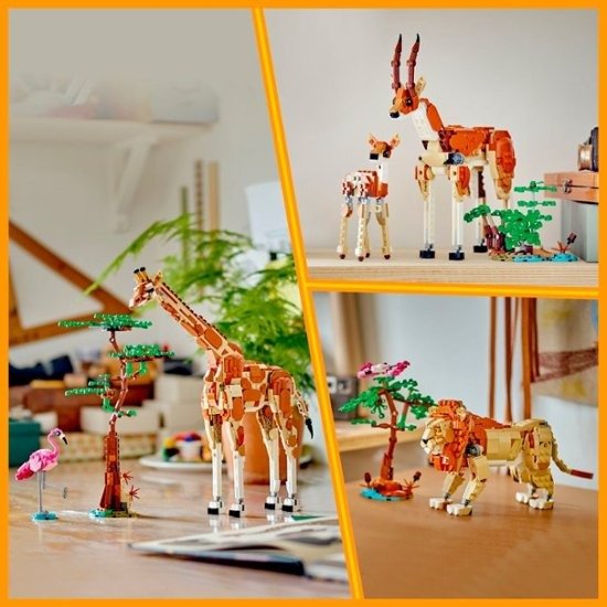 - Creator 3 in 1 Wild Safari Animals Set, Giraffe, Gazelles or Lion Toy 31150