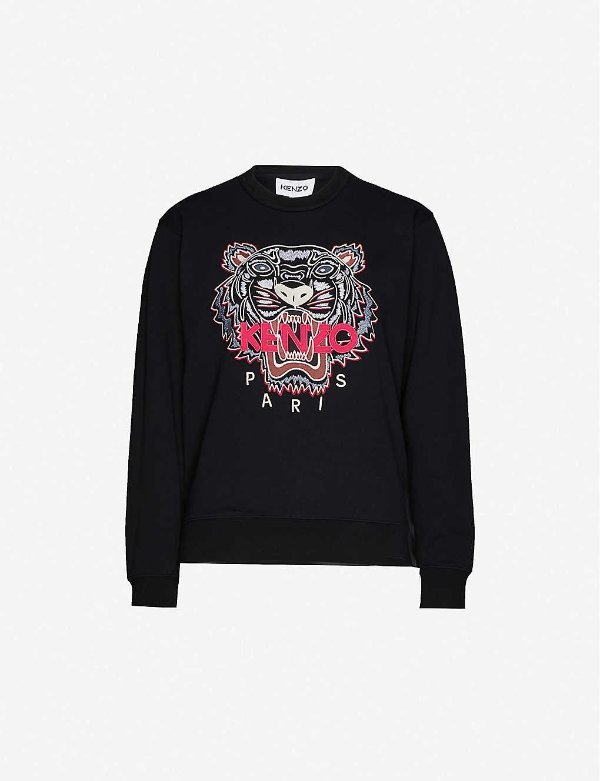 Tiger-print cotton-jersey sweatshirt