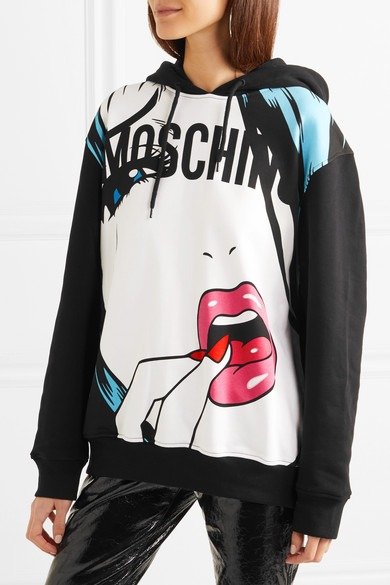 Oversized printed stretch-cotton jersey hoodie