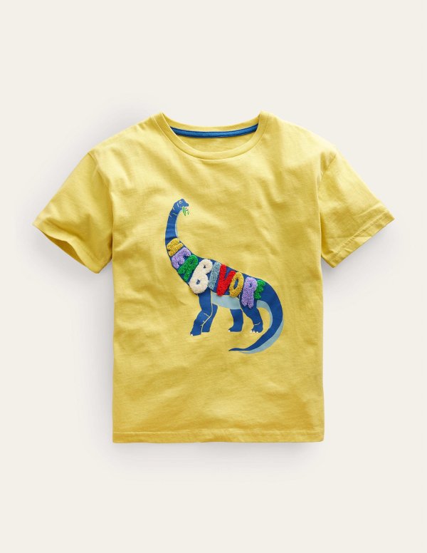 Relaxed Logo T-shirt - Buttercup Yellow Dinosaur | Boden US