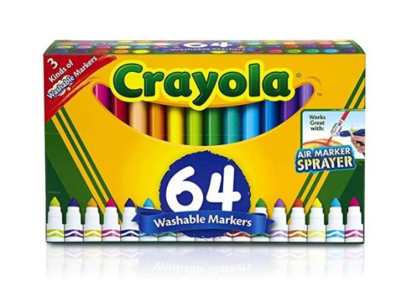 Washable Markers, 64 ct. Variety Set, Gel Markers, Broad Line Markers, Window Markers, Back-to-School Gift
