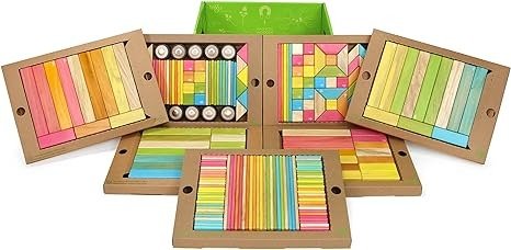 240 Piece Tegu Classroom Magnetic Wooden Block Set, Tints