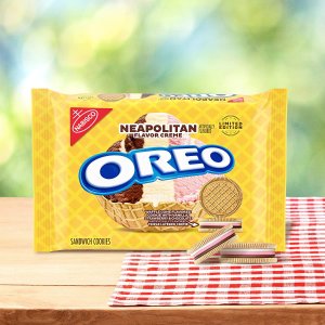 OREO Neapolitan Sandwich Cookies Waffle Cone Flavored, Limited Edition, 13.2 oz