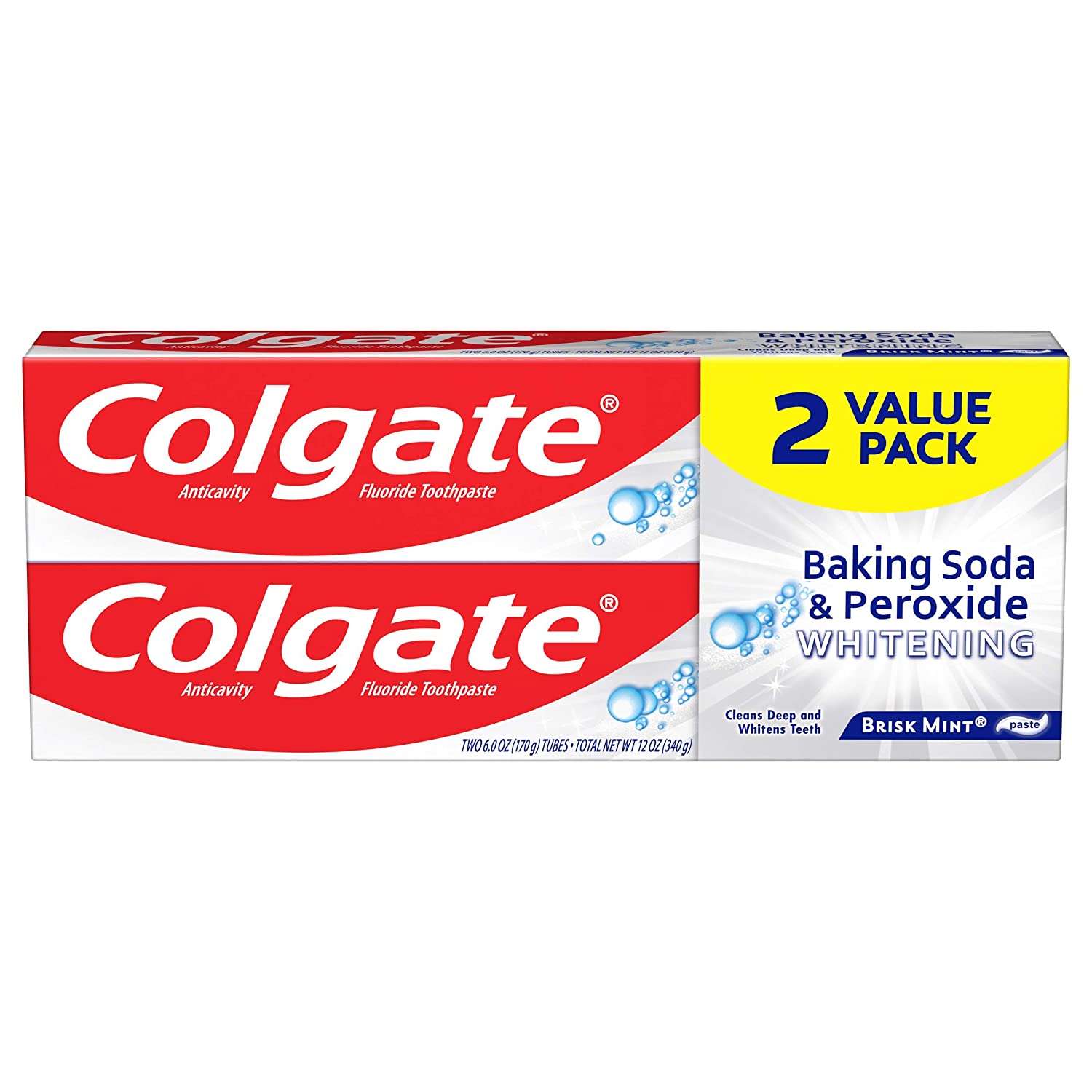 Colgate 小苏打和过氧化物美白牙膏 - 6 盎司（2 支装） 
