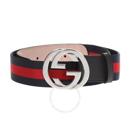 Blue and Red Web Belt With G Buckle
