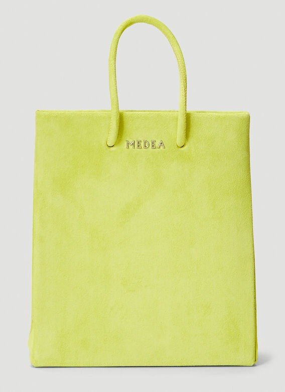 Short Leather Tote Bag in Yellow