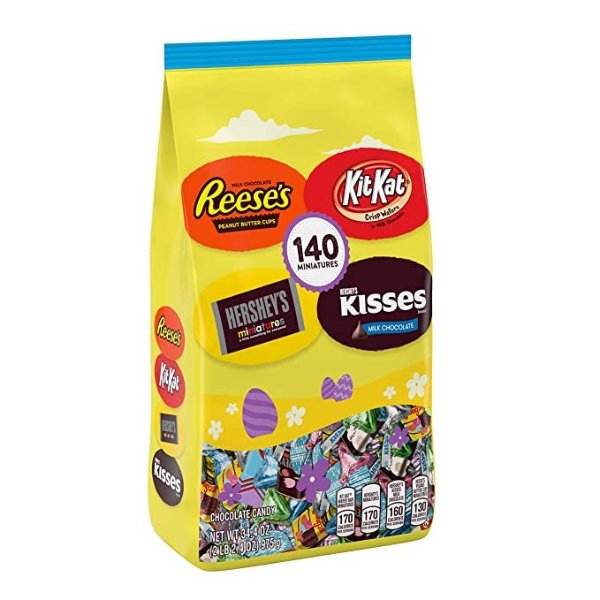 Hershey Assorted Chocolate Miniatures Candy, Easter, 34.4 oz Variety Bag (140 Pieces)