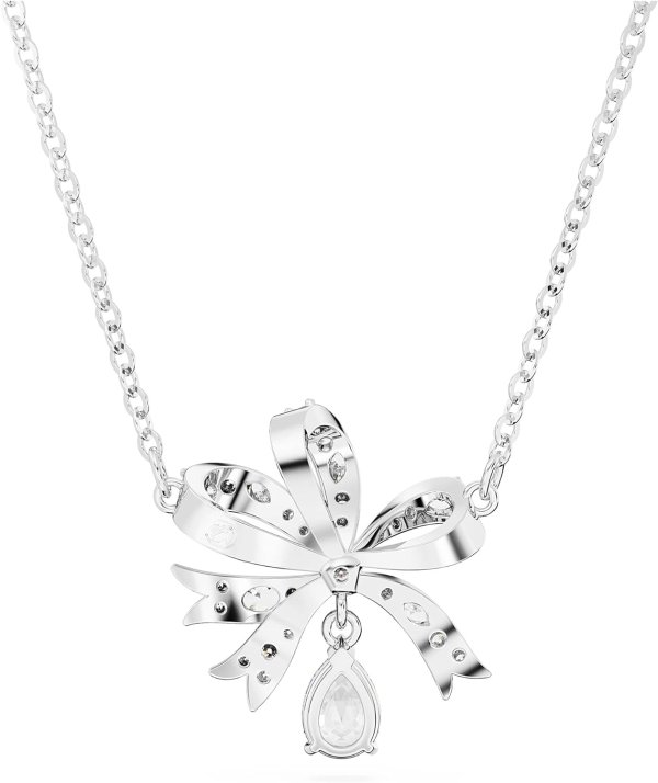 Volta Necklace, Earrings, and Bracelets Jewelry Collection, Bow-Inspired Clear Crystals with Rhodium Finish