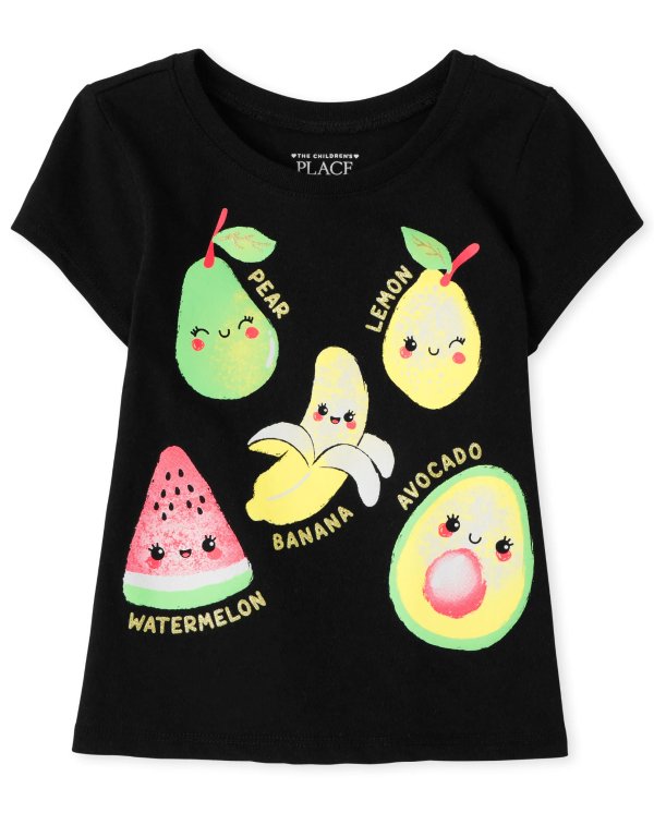Baby And Toddler Girls Short Sleeve Fruit Graphic Tee | The Children's Place