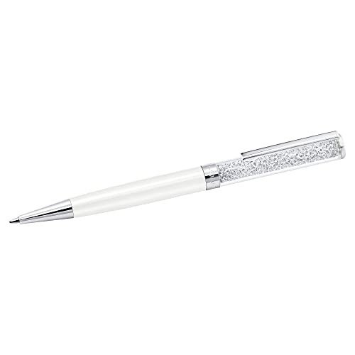 Crystalline Ballpoint Pen, Black Ink in White Coloured Casing, Crystal Design, from the Crystalline Collection