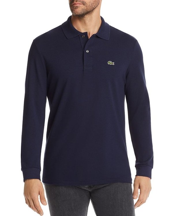 Classic Fit Long-Sleeve Pique Polo Shirt