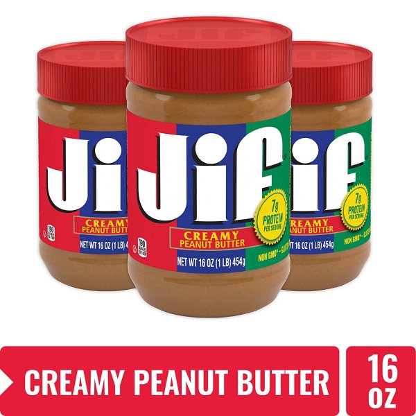 Jif Creamy Peanut Butter 16 Ounce, Pack of 3