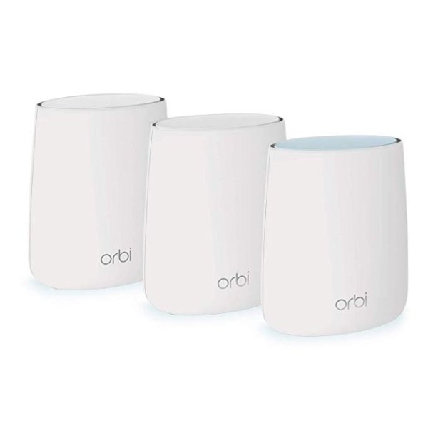 Orbi Whole Home Mesh WiFi System - WiFi router and 2 satellite extenders with speeds up to 2.2 Gbps over 6,000 sq. feet, AC2200 (RBK23)