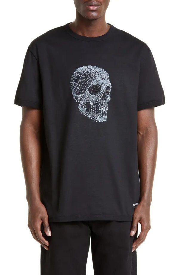 Embellished Skull Cotton T-Shirt