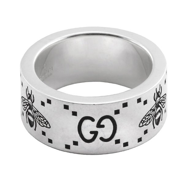 Sterling Silver GG And Bee Engraved Wide Ring