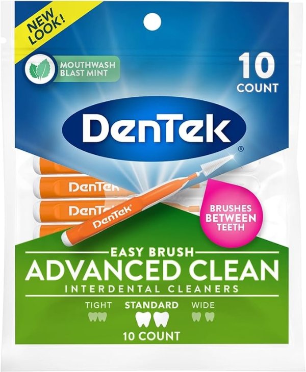 Easy Brush Advanced Clean Interdental Cleaners, Standard, 10 Count