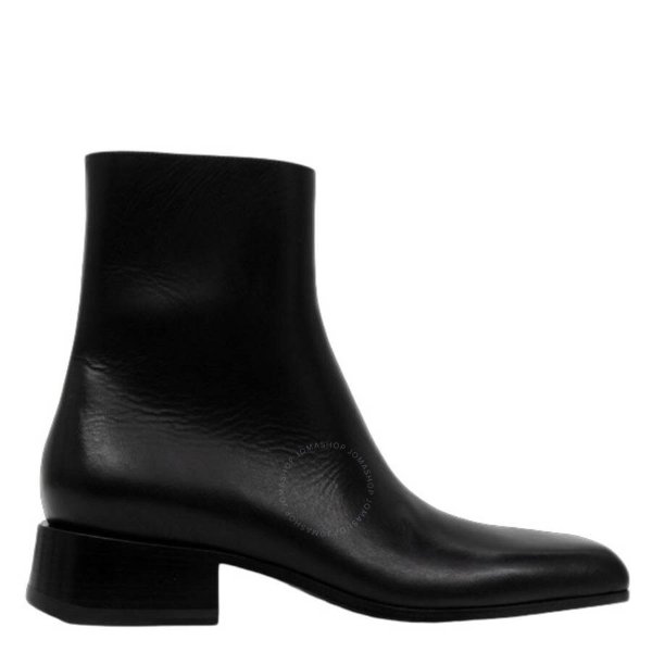 Men's Black Leather Square Toe Ankle Boots