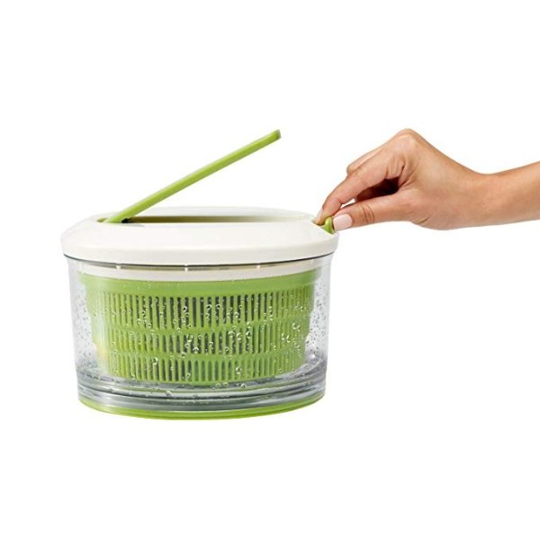 Spin Cycle Salad Spinner with No Slip Silicone Base, Small, Arugula