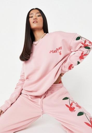 - Playboy xPink Co Ord Cherry Print Oversized Sweatshirt