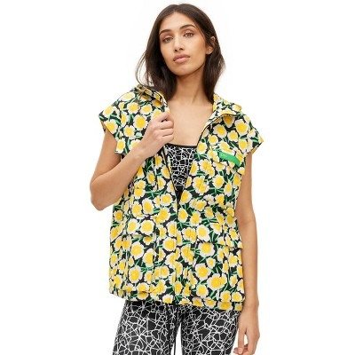 Women's Nylon Packable Yellow Poppy Short Sleeve Hooded Vest - DVF for Target