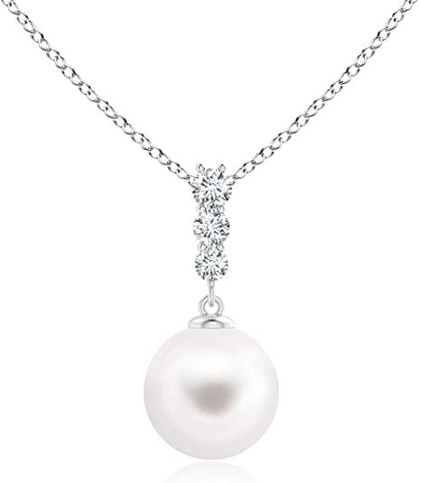 M&N Jewelry Designs Swarovski Necklace for Women, 8mm Crystal Simulated Pearl Pendant for Her with Matching Sterling Silver Necklace