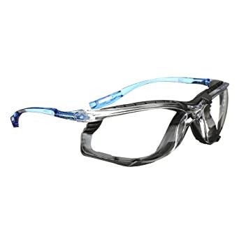 Safety Glasses, Virtua CCS, ANSI Z87, Anti-Fog, Clear Lens, Blue Frame, Corded Ear Plug Control, Removable Foam Gasket