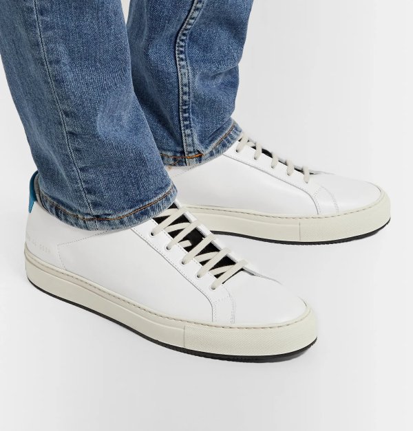Achilles Retro Suede-Trimmed Leather Sneakers