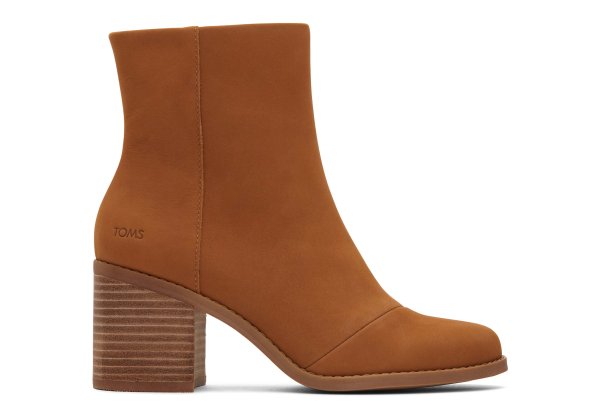 Women Evelyn Tan Leather Heeled Boot