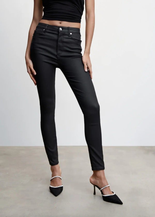 Waxed high-rise skinny jeans - Women | Mango USA