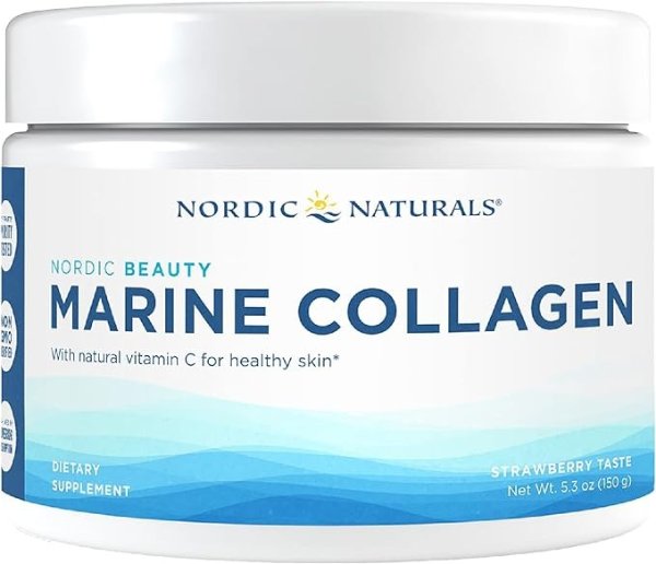 Nordic Beauty Marine Collagen Powder, Strawberry - 5.29 Ounces - Collagen Powder Supplement for Healthy Skin, Joints, and Bones, Vitamin C for Antioxidant Support - 30 Servings