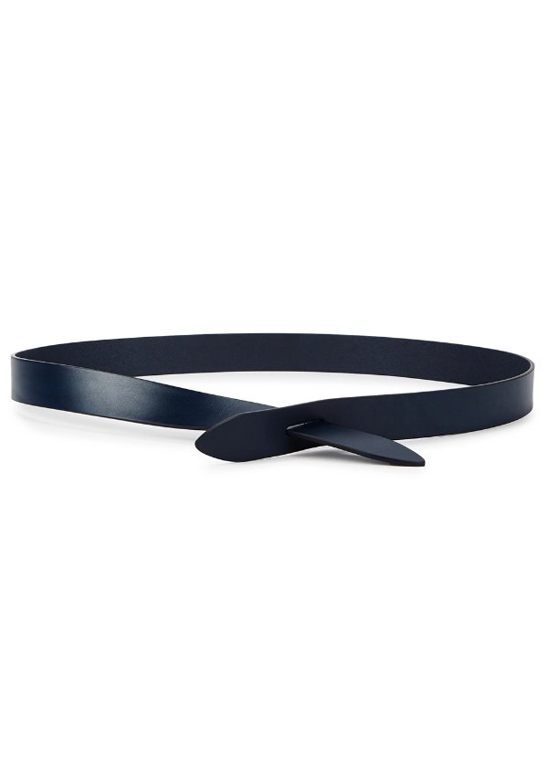 Lecce navy leather belt