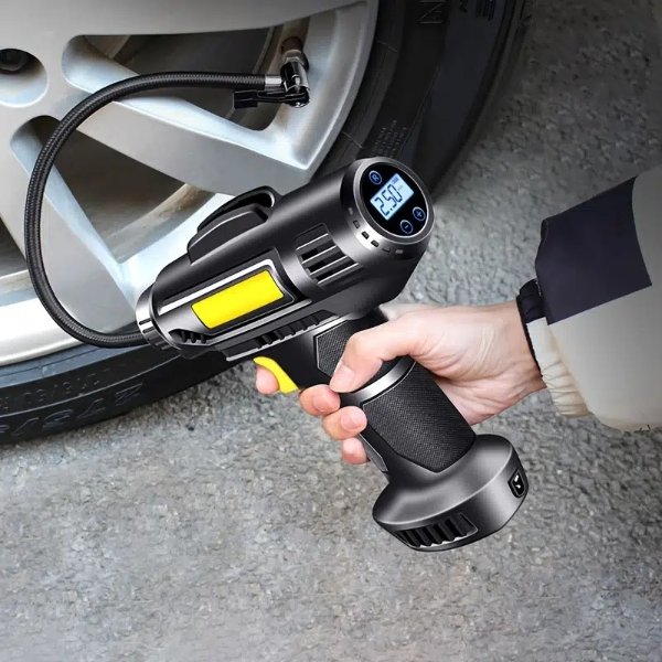 120w Portable Car Air Compressor Wired Wireless Handheld Car Inflatable Pump Electric Automobiles Tire Inflator With Led Light For Car - Automotive - Temu