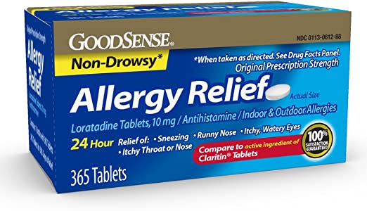 GoodSense 过敏缓解氯雷他定片剂 10 毫克，抗组胺药，用于 24 小时缓解过敏的过敏药物，365 片