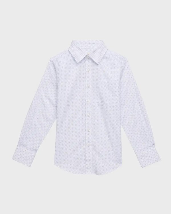 Boy's Polka Dot Button Down Shirt, Size 2-14