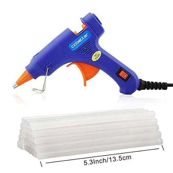 Upgraded Mini Hot Melt Glue Gun with 30pcs Glue Sticks,Removable Anti-hot Cover Glue Gun Kit with Flexible Trigger for DIY Small Craft Projects & Sealing and Quick Daily Repairs 20-watt,Blue