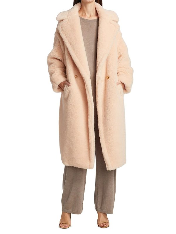 Oversized Double-Breasted Teddy Coat