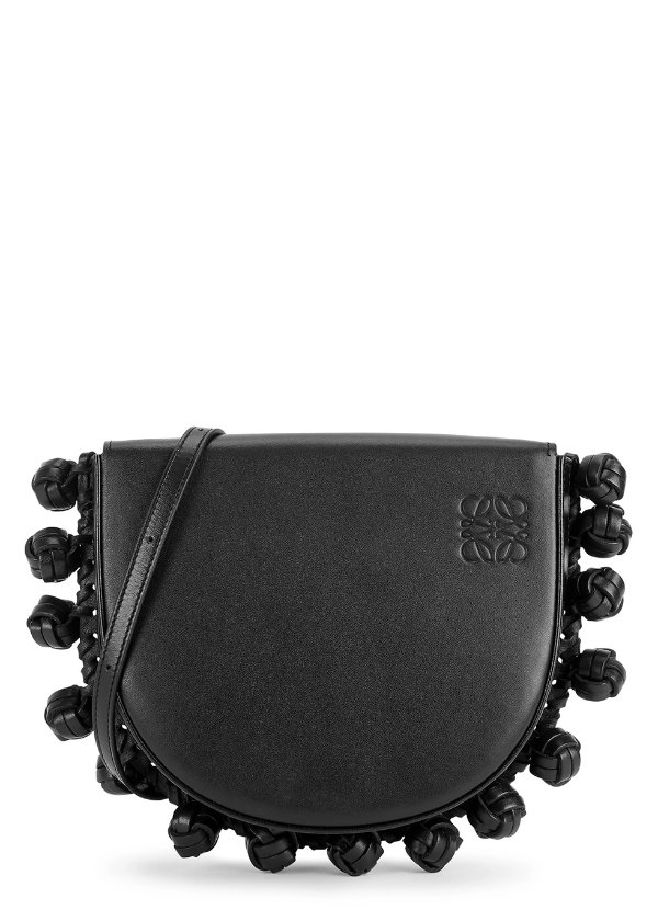 Heel Knots black leather cross-body bag