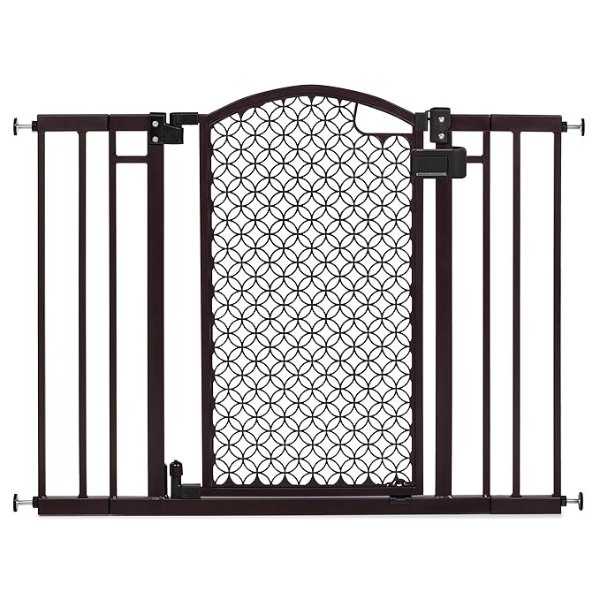 Modern Home Walk-Thru Safety Pet and Baby Gate, 28'-42' Wide, 30' Tall, Pressure or Hardware Mounted, Install on Wall or Banister in Doorway or Stairway, Auto Close Door - Espresso