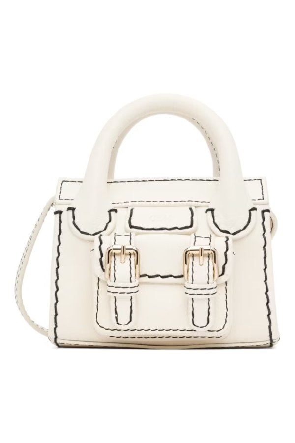 White Mini Edith Top Handle Bag