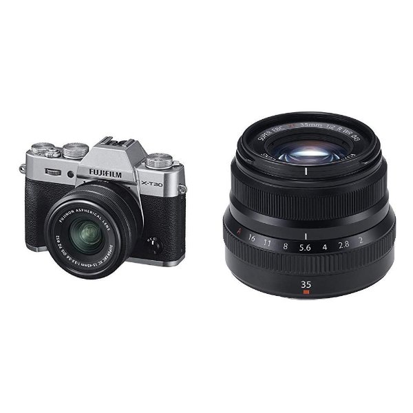 X-T30 Camera (Silver) + XF15-45mm & XF35mmF2 R WR Lenses