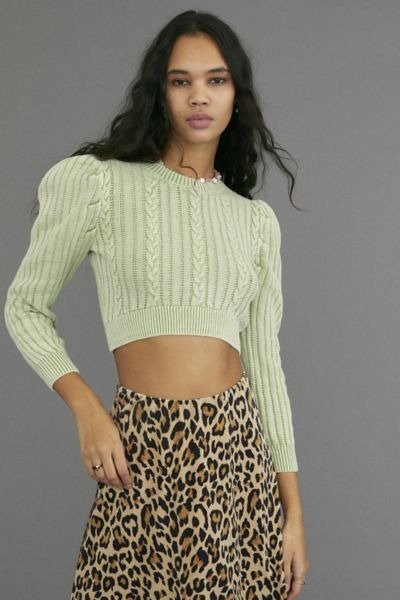UO Cropped Cable Knit Sweater