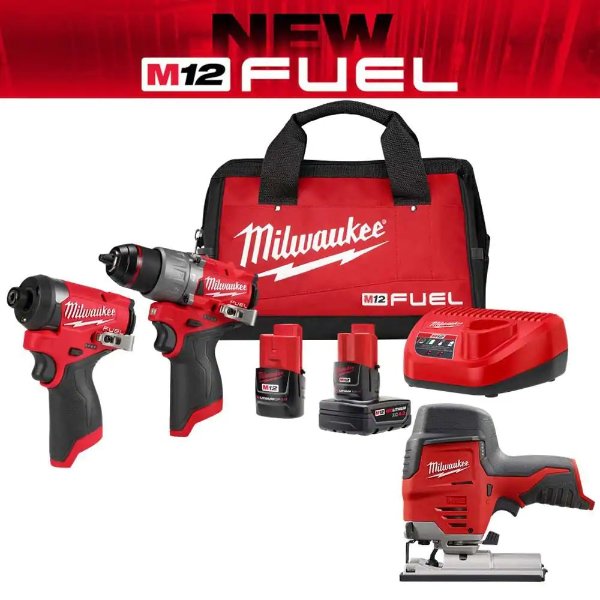 M12 FUEL 12-Volt Li-Ion Brushless Cordless Hammer Drill and Impact Driver Combo Kit (2-Tool) with M12 Jig Saw