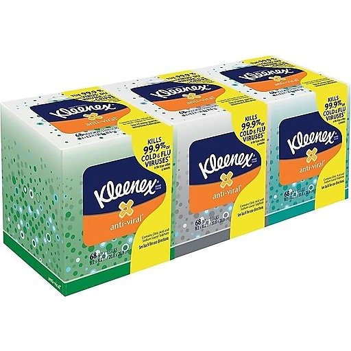 Shop Staples for Kleenex® Antiviral Facial Tissue, 68 Sheets/Box, 3 Boxes/Case (21286)