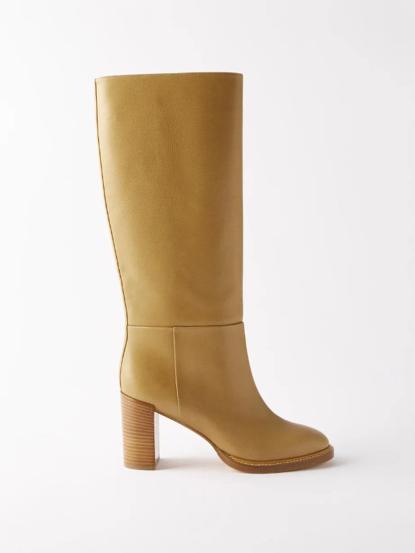 Bocca 75 block-heel leather knee-high boots | Gabriela Hearst