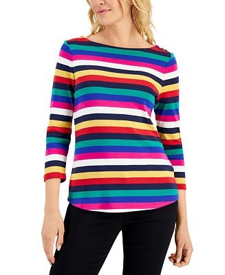 Women's Irene Cotton Striped Top,Created for Macy's